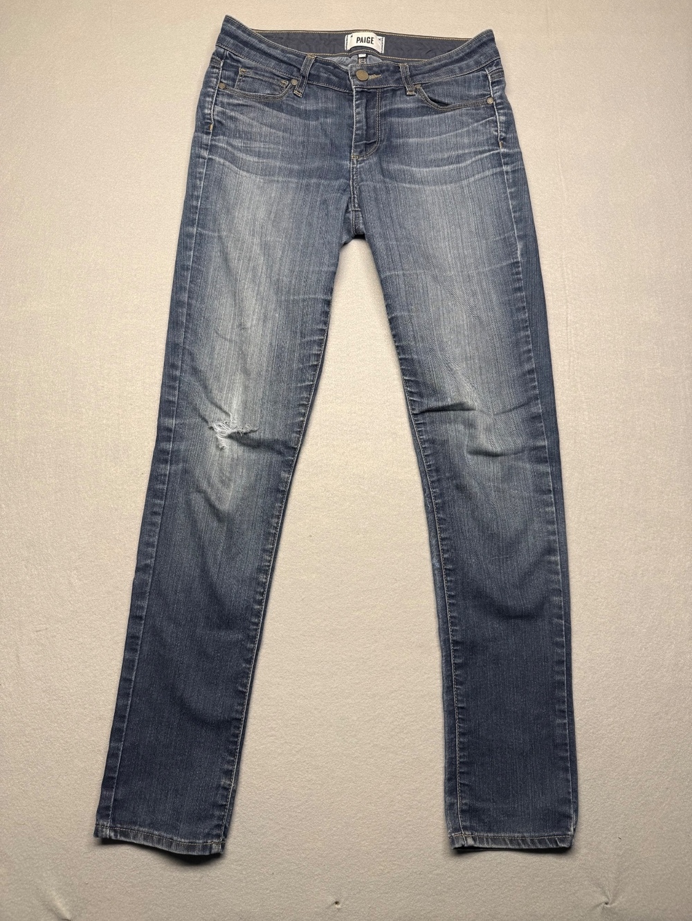 Paige Straight Jeans Women's Size 28 Blue Distressed